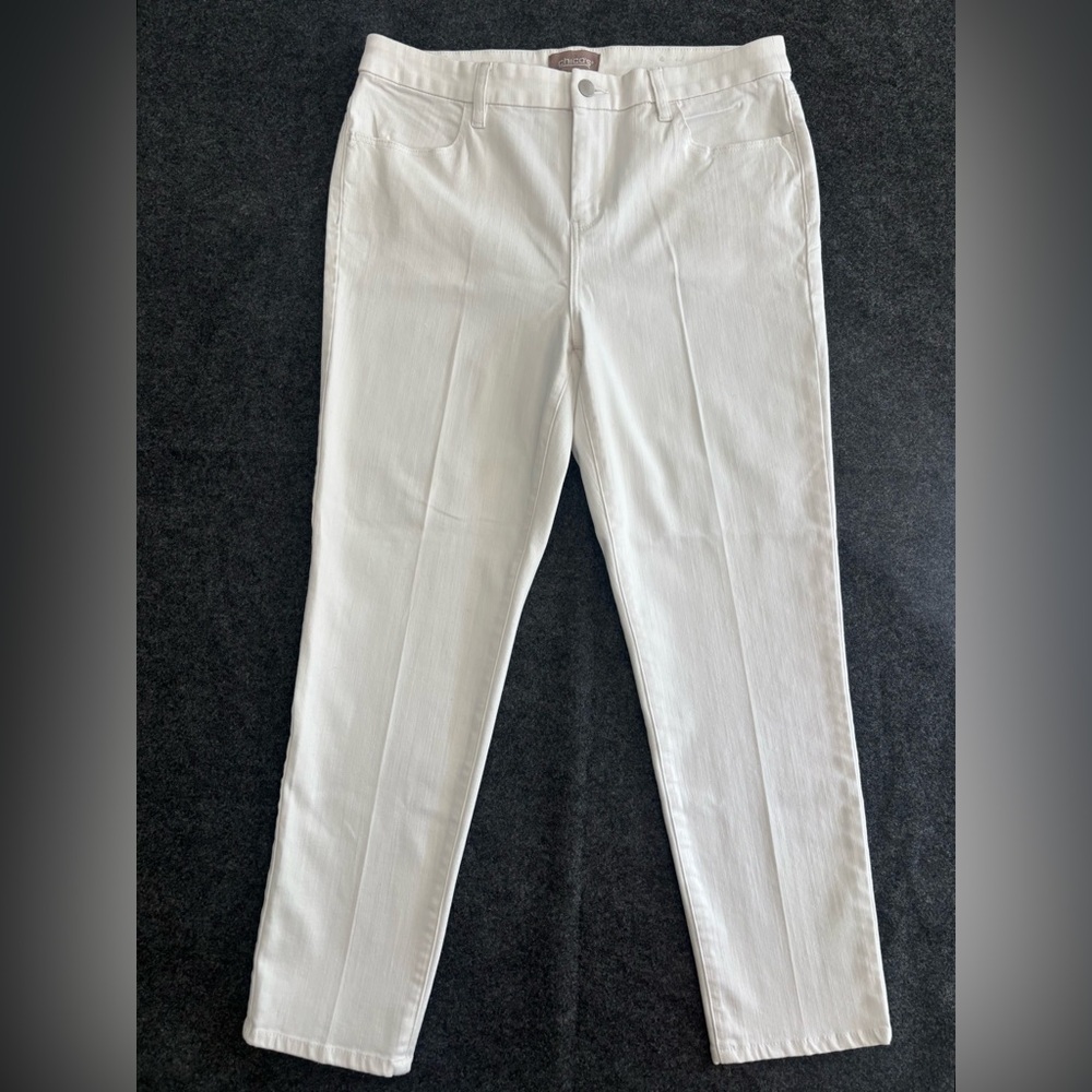 CHICO'S White Jeans‎ Straight Leg Ankle Stretchy Denim Women's Size 1.5/US 10